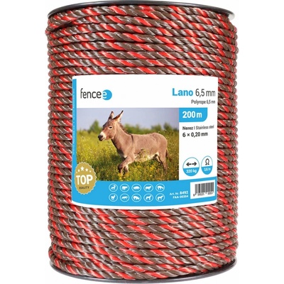 Lano pro elektrický ohradník, průměr 6,5 mm, hnědo-oranžové, 200 m