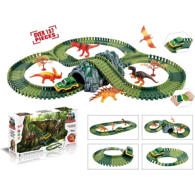 Alltoys Variabilný dráha s dinosaurami a tunelom 144 dielov