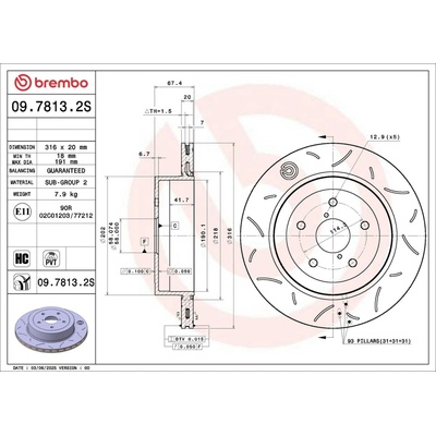 Brzdový kotúč BREMBO 09.7813.2S (0978132S)