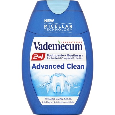 Vademecum Advanced Clean pre Micellar Technology a ústna voda 2v1 pre kompletnú ochranu zubov 75 ml