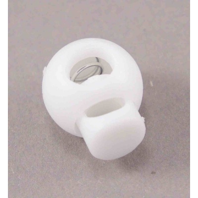 Plastová guľatá brzdička - biela - priemer prievlaku 0,5 cm