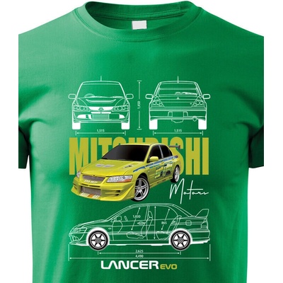 Dětské tričko Mitsubishi Lancer Evolution Zelená Canvas Bezvatriko.cz 2319