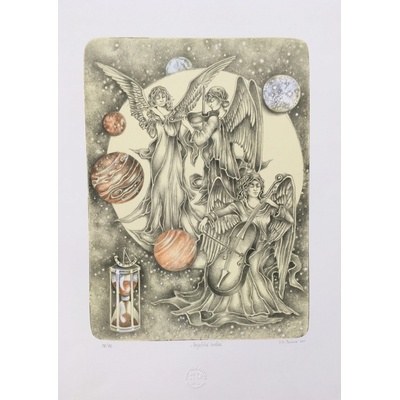 Darina Berková, Anjelská hudba 57x42 cm Zarámované pod sklom