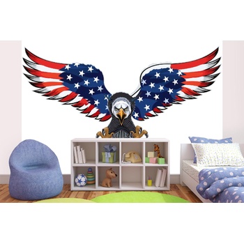 DIMEX ART s. r. o Самозалепваща се флизелинова фототапета американски орел със знаме 375 x 250 см