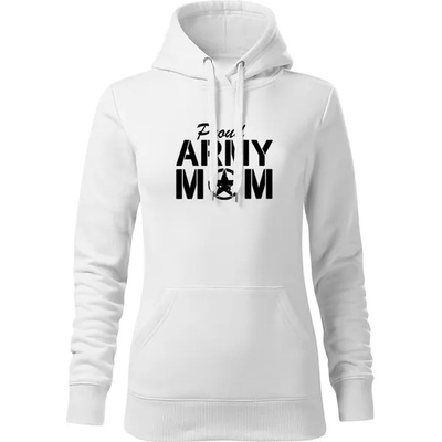 DRAGOWA дамски суитшърт с качулка, Army Mom, бял, 320г/м2 (5939)