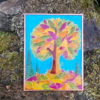 V.Randák Obraz na skle – Podzimní strom, ručně malovaný | V. Randák – Hledejceny.cz