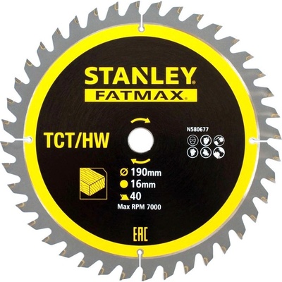 STANLEY FATMAX STA13365 vidiový pilový kotouč TCT/HM 190x16mm 40Z