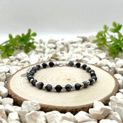 Certom stříbrný náramek Obsidián vločkový 0082