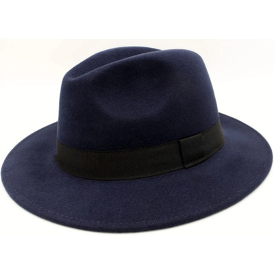 Plstěný klobouk fedora zimní voděodolný krempa tmavě modrý
