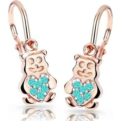 Cutie Jewellery Detské náušnice z ružového zlata Medvedíci C2751-10-X-4 svetlo zelená