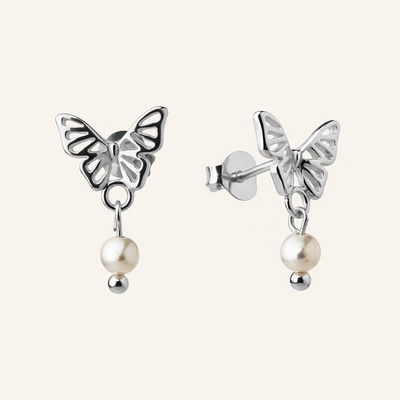 SilveAmo Strieborné náušnice puzety Papillon Pearl C1G2080