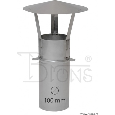 Brons stříška s prodlouženou vsuvkou nerez 100 mm