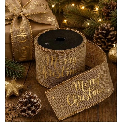 HANGZHOU A LINK STAR TECHNOLOGY CO. LIMITTED Vianočná dekoratívna stuha Merry Christmas 6,5 cm × 2 m