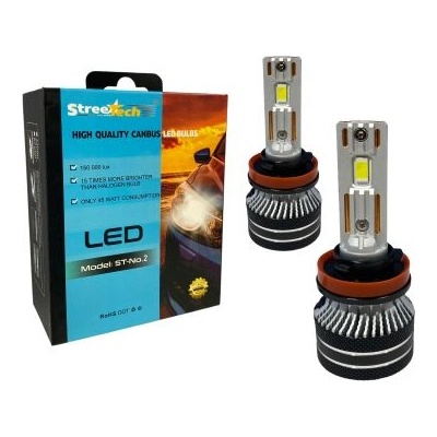 Лед крушки - Led система H11 / H8 / H9 Streetech модел STN2 за фарове - 150 000 Лукса, 45W - Canbus 6000K - 1500% повече светлина