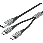 Vention USB-A/M - 2USB-C/M, 0, 5m, (3A, 60W), кабел