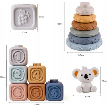 Woopie Sada gumových pyramidových bloků 3v1 Medvídek