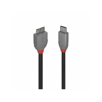 Кабел LINDY LNY-36621 : : Anthra Line, USB 3.2, Type C - Micro-B, M / M, До 5 Gbps, 1 м, Черен / Сив, LNY-36621