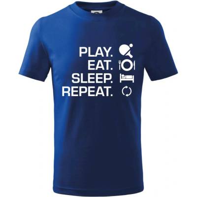 Stolný tenis eat sleep tričko detské kráľovská modrá