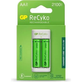 Image 1 of GP Batteries Зарядно GP BATTERIES E211 + 2 * 2100mAh AA, За 2 броя, NiMH (GP-C-E211-2AA-2100)