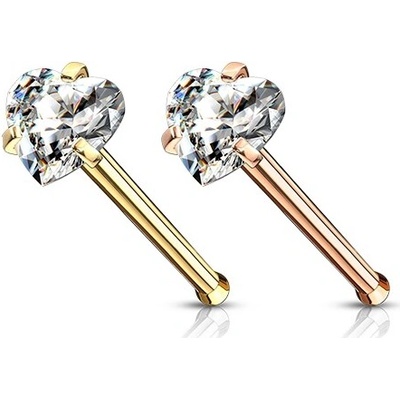 Šperky4U zlacený piercing do nosu srdíčko N0135GD