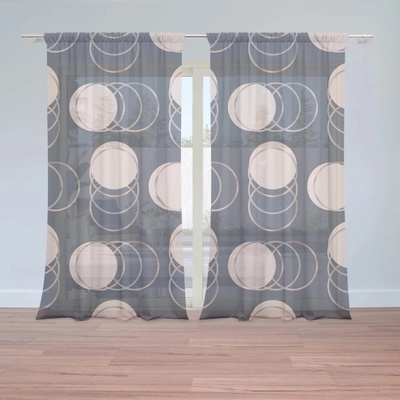 Sablio Záclony Kruhy a bodky: 2ks 150x250cm
