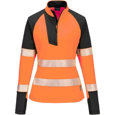 PortWest Mikina T173 PW3 Hi-Vis 1/4 Zip reflexní dámská Oranžová/černá
