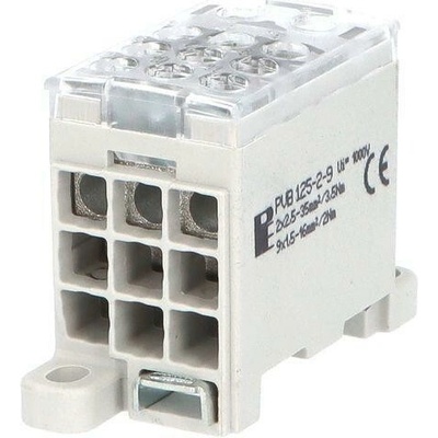 Eleman 1003954 Blok pro rozdělení fází PVB 125-2-9, 1pól., AL/CU, 125A, 1000V, šedý, na DIN