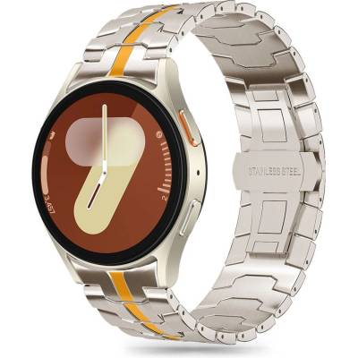 Стоманена верижка за Samsung Galaxy Watch 4/5/5 Pro/ 6/7/FE от Tech-Protect Stainless Line - Titanium/Orange (5906302313587)