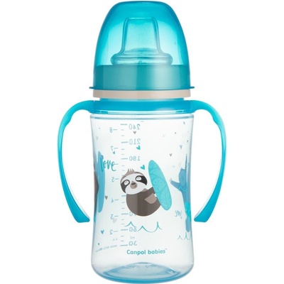 Canpol babies Babis 35/208 Hrníček nevylévací se širokým hrdlem Colorful Animals zvířátka modrý 240 ml