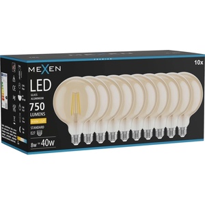 Mexen Vintis 10x LED филтърна крушка E27, G125, 8W, Топла - 2700K, 750 lm, кехлибар (L158-E27-0827-50x10)