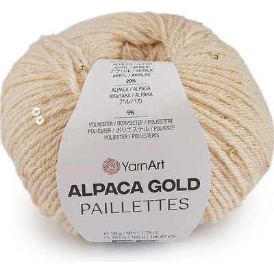 Pletací příze Alpaca Gold s flitry 50 g Varianta: 2 (9302) béžová světlá, Balení: 1 ks 60464/156279/279959