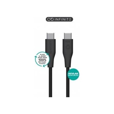 eStuff INFINITE (GRS) USB-C to USB-C Cable 1m Black. PVC Free Recycled Plastic