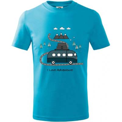 Cesta prírodou I love Adventure tričko detské Svetlý tyrkys