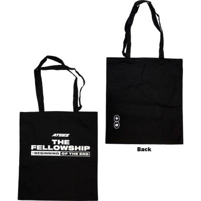 RukaHore Taška cez rameno ATEEZ Cotton Tote Bag: Fellowship Beginning Of The End Black Back Print Ex-Tour Čierna