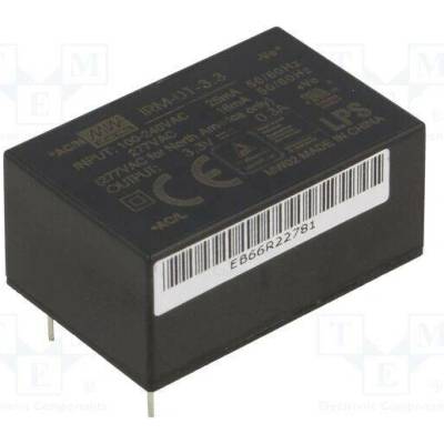 MEAN WELL IRM-01-3.3 Měnič: AC/DC; 1W; Uvst: 85÷305VAC,120÷430VDC; Uvýst: 3,3VDC; OUT: 1