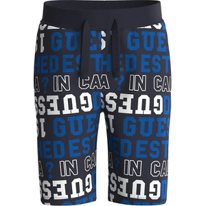 Guess Памучни къси панталони в черно с контрастни надписи за момче Guess