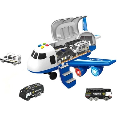 Alltoys Policajné lietadlo s nákladným priestorom as 3 autíčkami 1:64