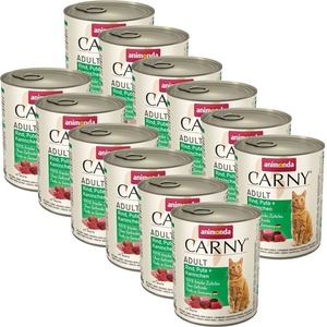 Animonda CARNY Cat Adult говеждо, пуйка + заек 12 x 800 г