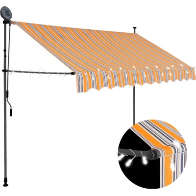 vidaXL Ručně zatahovací markýza s LED světlem 250 cm žlutomodrá