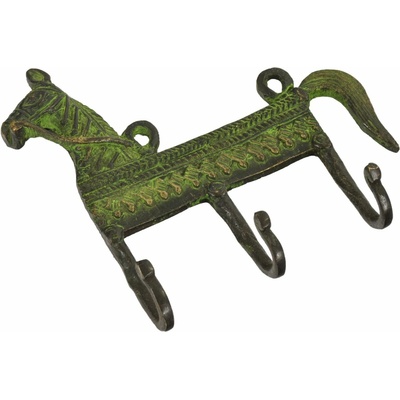 Sanu Babu Tribal Art kúň 14 cm zelený