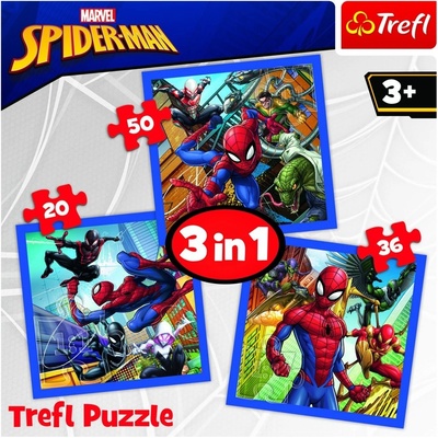 Trefl Spiderman 3v1 20,36,50 dílků Trigo