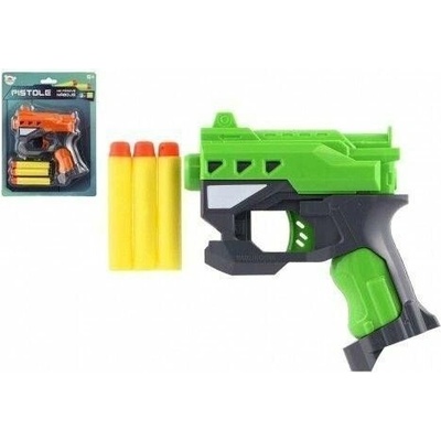 Pištoľ na penové náboje 12 x 14 cm plast + 3 ks nábojov 2 farby