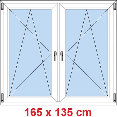 Soft Dvoukřídlé plastové okno 165x135 cm OS+OS se sloupkem Bílá