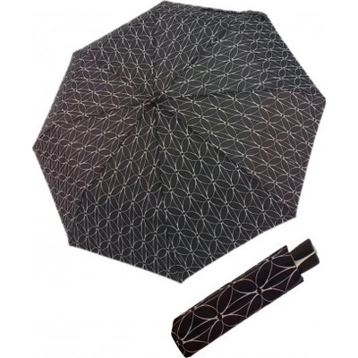 Doppler Fiber Mini Black White rings dámský skládací deštník černý