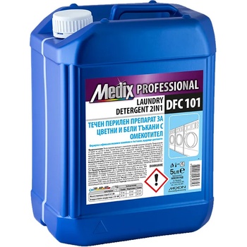 MEDIX professional, Течен перилен препарат за цветни и бели тъкани с омекотител, DFC 101, 5 литра