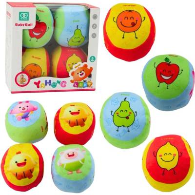Lean Toys Sada mäkkých loptičiek s hrkálkou farebné 4 ks