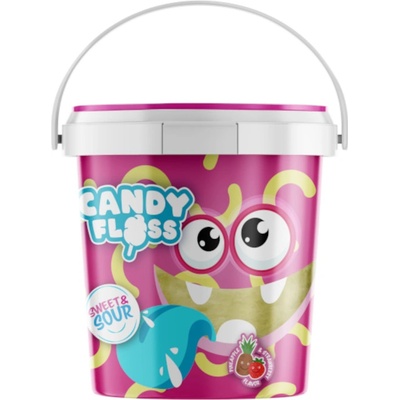 Candy Floss cukrová vata kyselý ananas a sladké jahody v kbelíku 850 ml 50 g