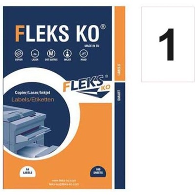 Fleks-Ko Етикети Fleks Ko Бели, прави ъгли, 210x297 mm А4, 100 л. 1 е (520192-11-22036)