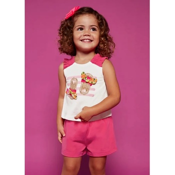 Mayoral Комплект къси панталони и потник с апликации цикламен за бебе момиче Mayoral