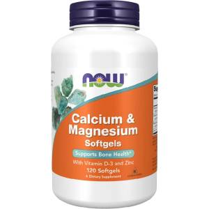 NOW NOW Calcium & Magnesium with Vit D and Zinc, 120 Softgels